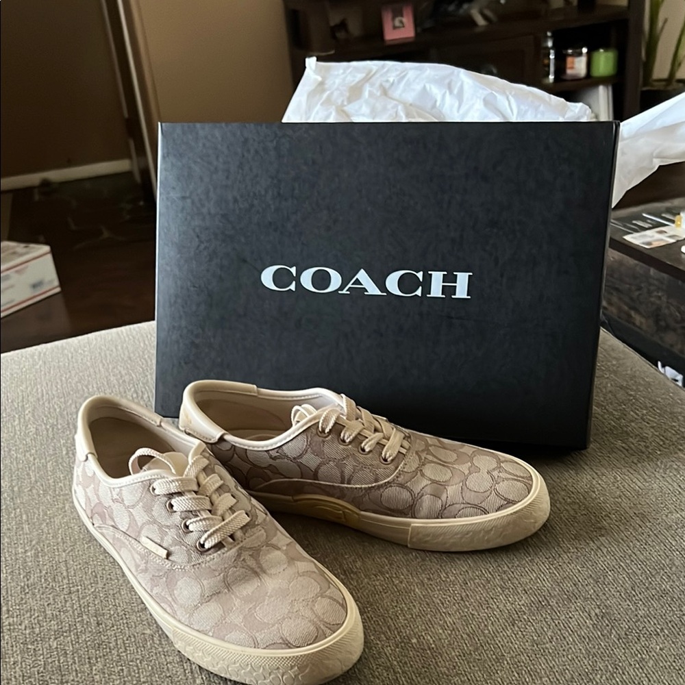 Coach Beige Monogram Sneakers